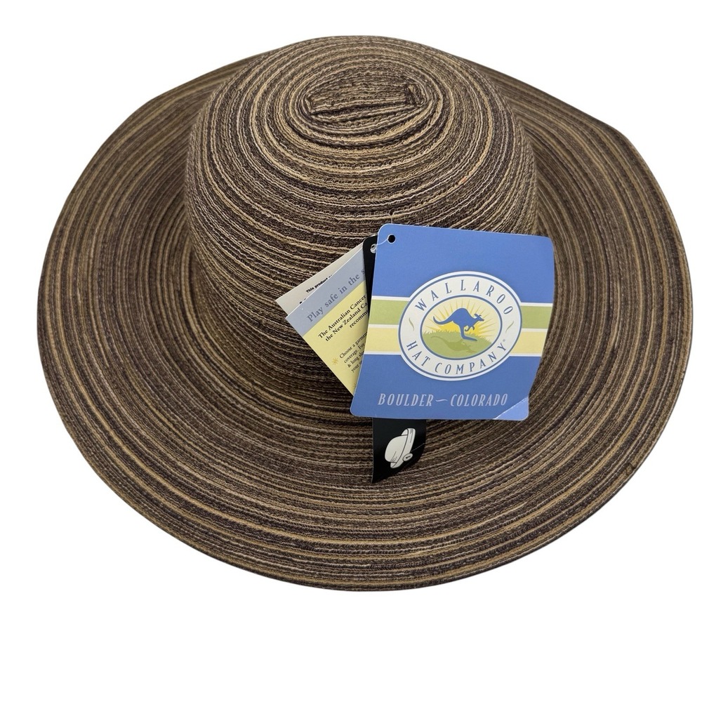 Wallaroo Hat Company Natural Brown Straw Sydney Diva Wide Brim Sun Hat 50UPF New